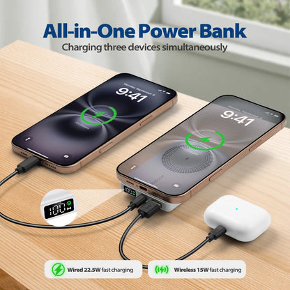 10000mAh Magnetic Wireless Power Bank with Stand 22.5W Fast Charging LED Display Portable Charger for iPhone 17/16 Samsung by Haraps.com