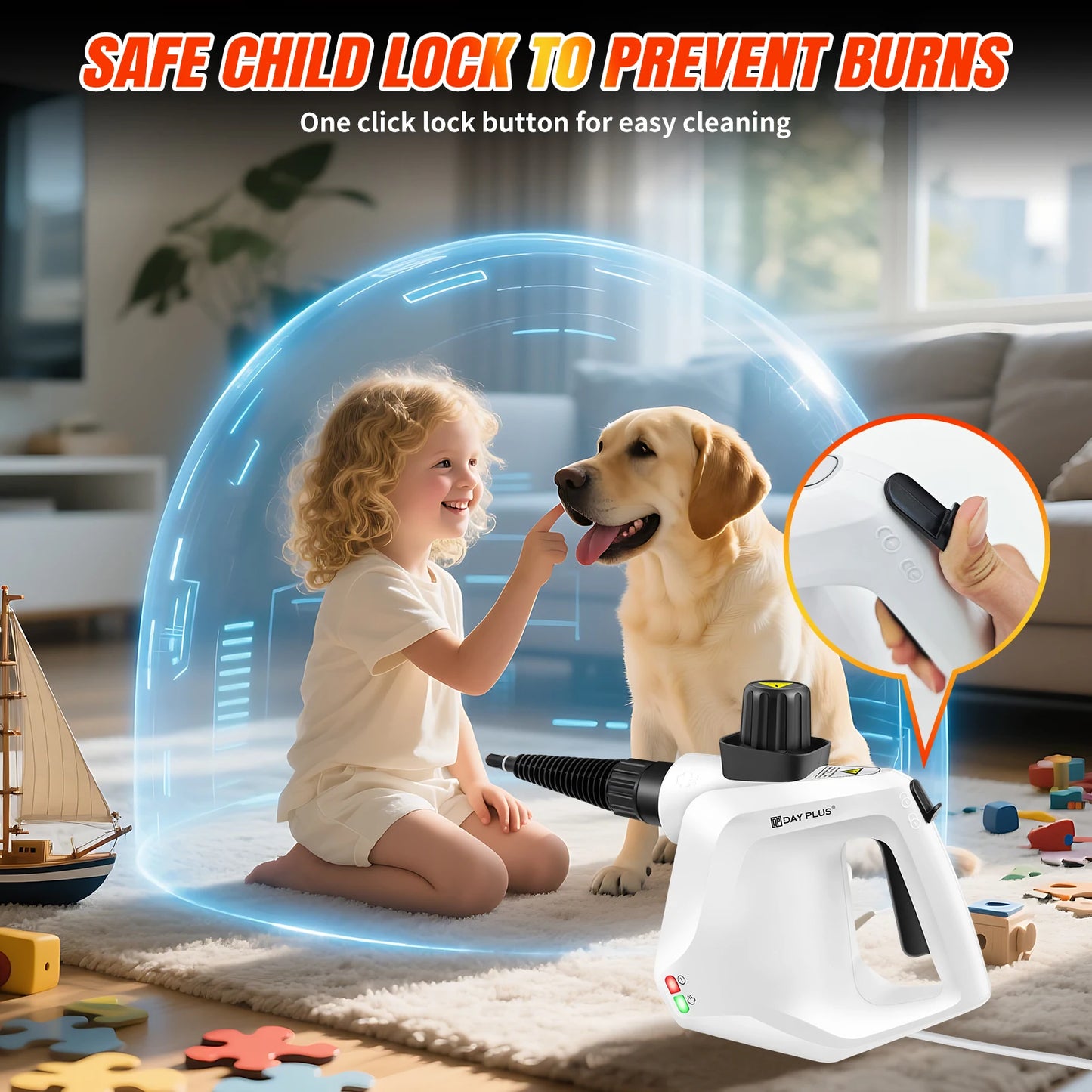 Steam Cleaner Handheld, Comes with 9-Piece Accessories for Multi-Surface Stain Removal, High Temperature Portable Steam Cleaner for Carpet, Toilet, Floor, Oven, Bathroom and Windows, White by Haraps.com