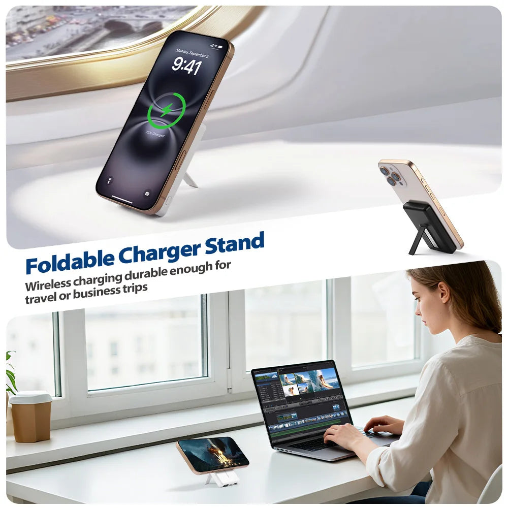 10000mAh Magnetic Wireless Power Bank with Stand 22.5W Fast Charging LED Display Portable Charger for iPhone 17/16 Samsung by Haraps.com