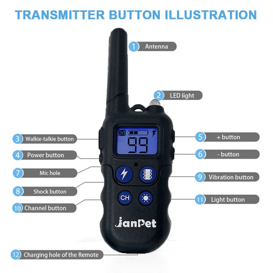 2000m Remote Training Collar with Walkie-Talkie Function