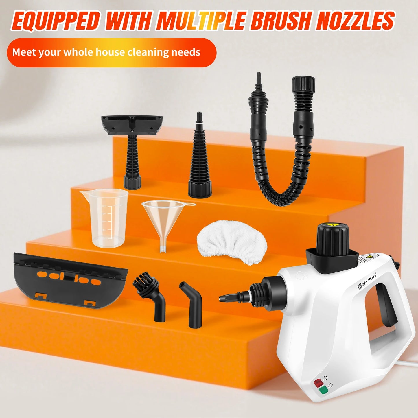 Steam Cleaner Handheld, Comes with 9-Piece Accessories for Multi-Surface Stain Removal, High Temperature Portable Steam Cleaner for Carpet, Toilet, Floor, Oven, Bathroom and Windows, White by Haraps.com