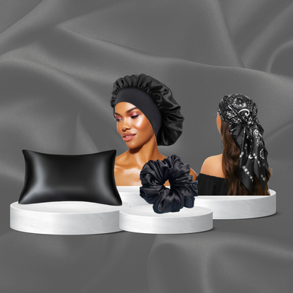 Satin Haircare Combo (Bonnet, Pillowcase, Headscarf and Scrunchie)