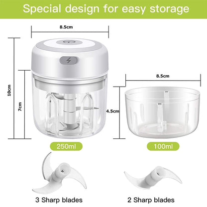 100/250ML Powerful Mini Electric Garlic/Vegetable Chopper Blender