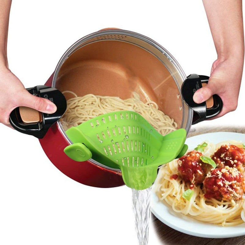 Universal Anti-Slip Silicone Clip-on Pan Pot Strainer