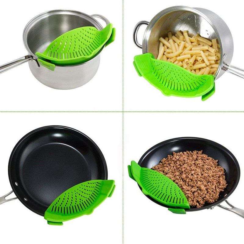 Universal Anti-Slip Silicone Clip-on Pan Pot Strainer