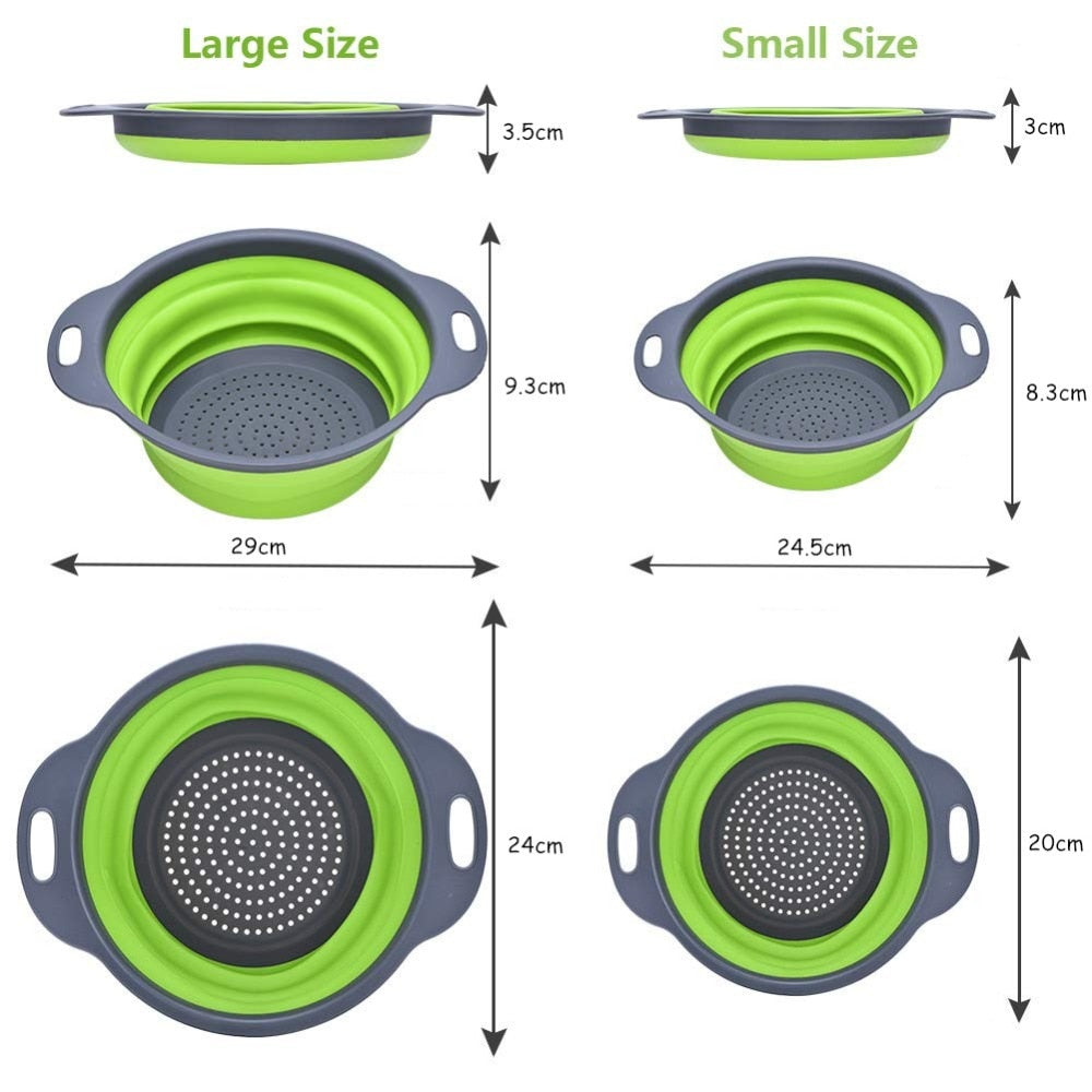 Round Collapsible Fruits Vegetables Strainer