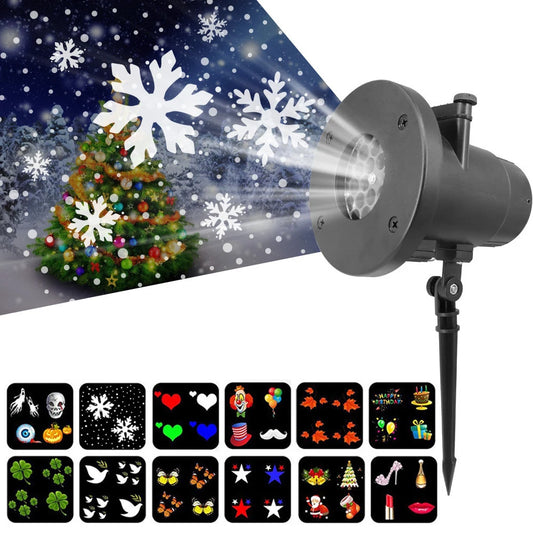 12-Pattern Christmas Snowflake & Seasonal Laser Projector Light