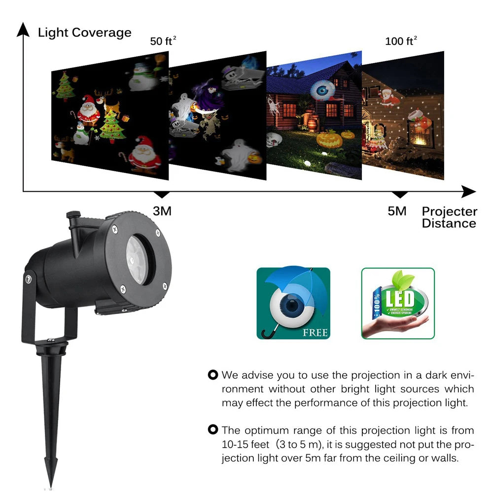 12-Pattern Christmas Snowflake & Seasonal Laser Projector Light