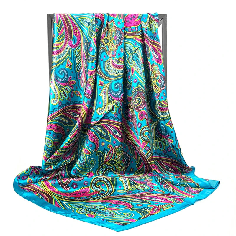 Satin Silk Square Head Scarf (90cm x 90cm)