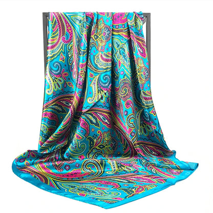 Satin Silk Square Head Scarf (90cm x 90cm)