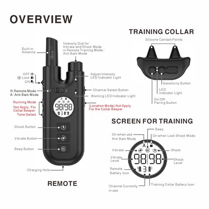 Remote Dog Training Bark Collar Dog Electric Rechargeable Waterproof No Bark Control Collar Stop Barks with 800M Pet Trainer