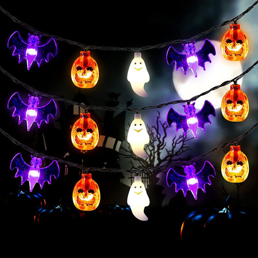 Colourful Lights String Halloween Decoration Spider Bat Ghost