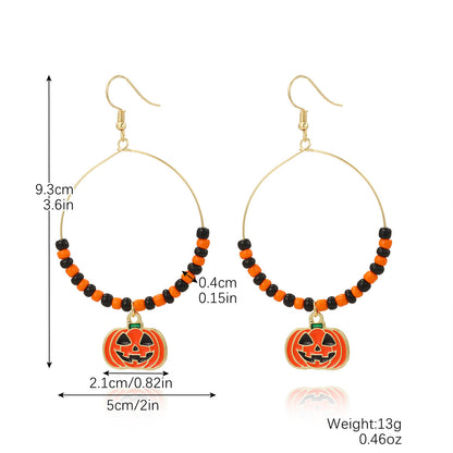 Halloween Pumpkin Skull Bat Earrings Set