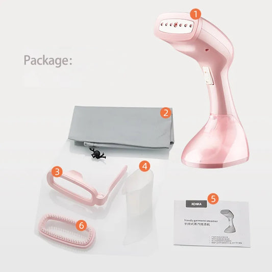Portable Pink Handheld Fabric Garment Steamer Ironing For Clothes