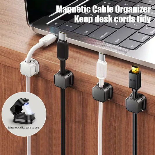 6Pcs Magnetic Cable Clips Set – Adjustable Cord Organiser & Under-Desk Cable Management Holder