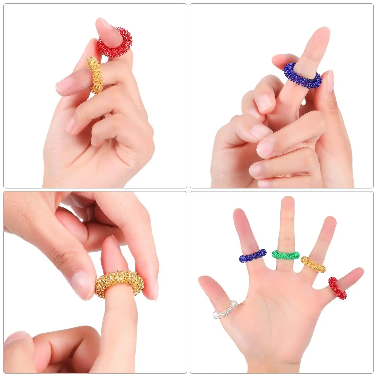 Spiky Stress Massager Finger Ring Set by Acupressure by Haraps.com