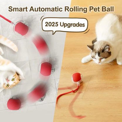 Cat Interactive Smart Ball Toy – Rechargeable Rolling Ball with Tail, Obstacle Avoidance & LED Modes