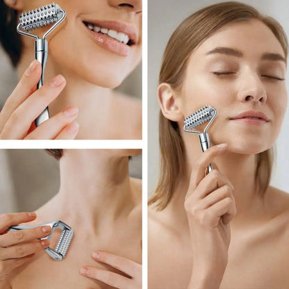 Vibrant Steel Spa Facial Roller For Deep Tissue Therapy by Haraps.com