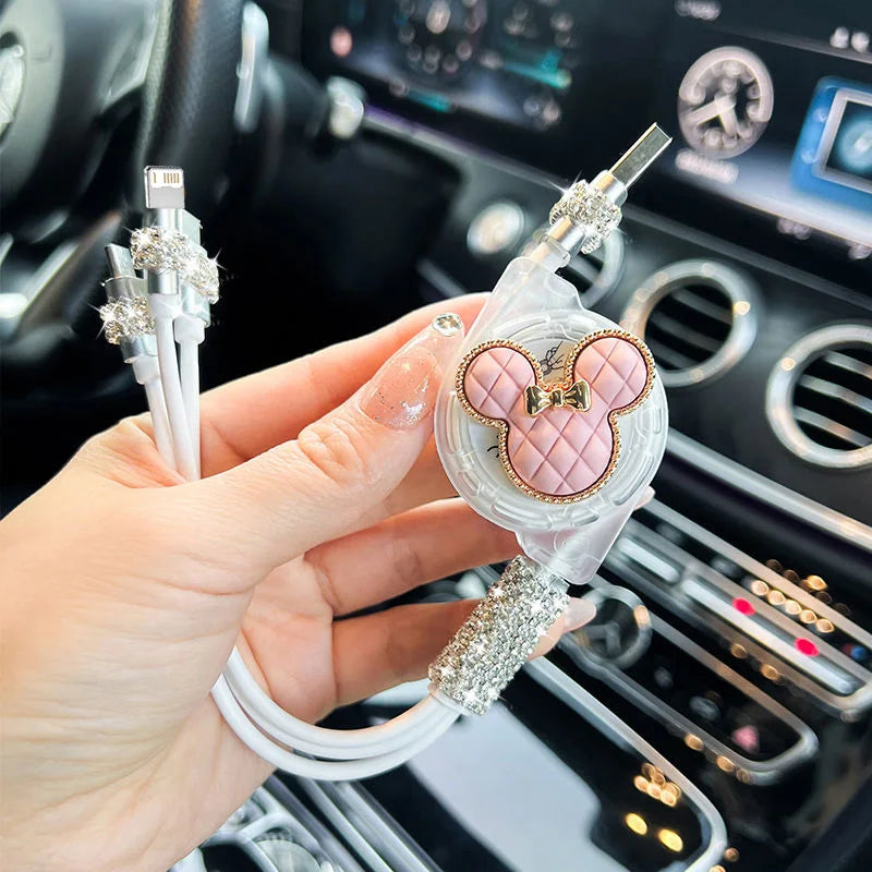 Retractable 3-in-1 Fast Charge Data Cable for Car