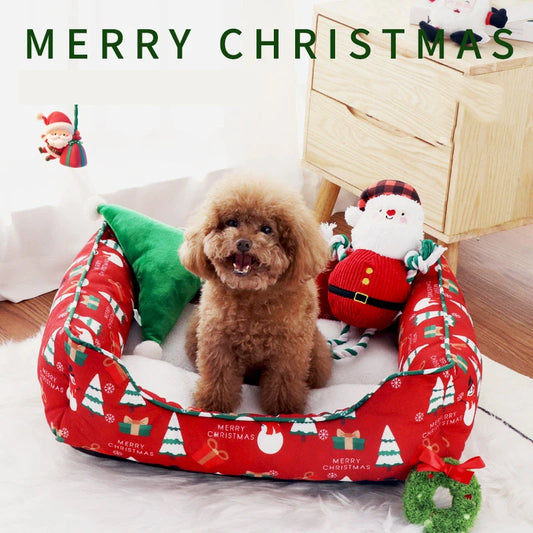 Christmas Pet Bed – Warm Cloud Nest for Dogs & Cats
