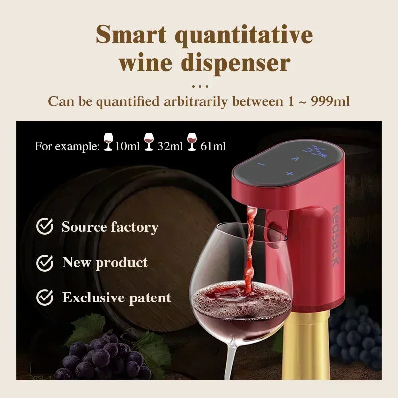 Automatic Non-touch Automatic Electric Bottle Pump Beverage Whisky Alcoholic Beverage Dispenser Aerator Pourer Redsack Wine Dispenser Digital Beverage Dispenser Wine Aerator Pourer Redsack Wine Dispenser by Haraps.com