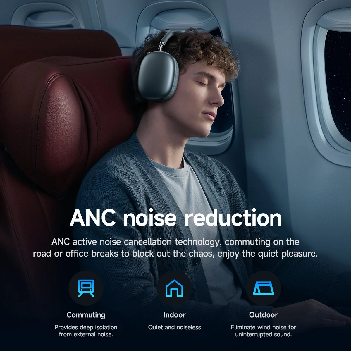 HOCO W65 Plus ANC Noise Reduction Bluetooth Headphones Over The Ear Wireless Big Earphone Hifi Sounds Sport Headsets With Button by Haraps.com