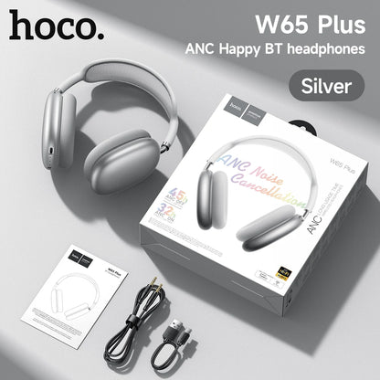 HOCO W65 Plus ANC Noise Reduction Bluetooth Headphones Over The Ear Wireless Big Earphone Hifi Sounds Sport Headsets With Button by Haraps.com