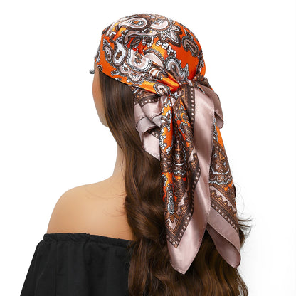 Satin Silk Square Head Scarf (90cm x 90cm)