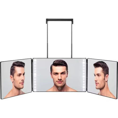 Tri-Fold LED Mirror – 3-Way Adjustable Mirror for Self Haircuts & Makeup Application
