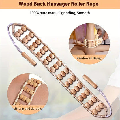 Lumina Wood Massage Roller Rope For Back And Legs by Haraps.com