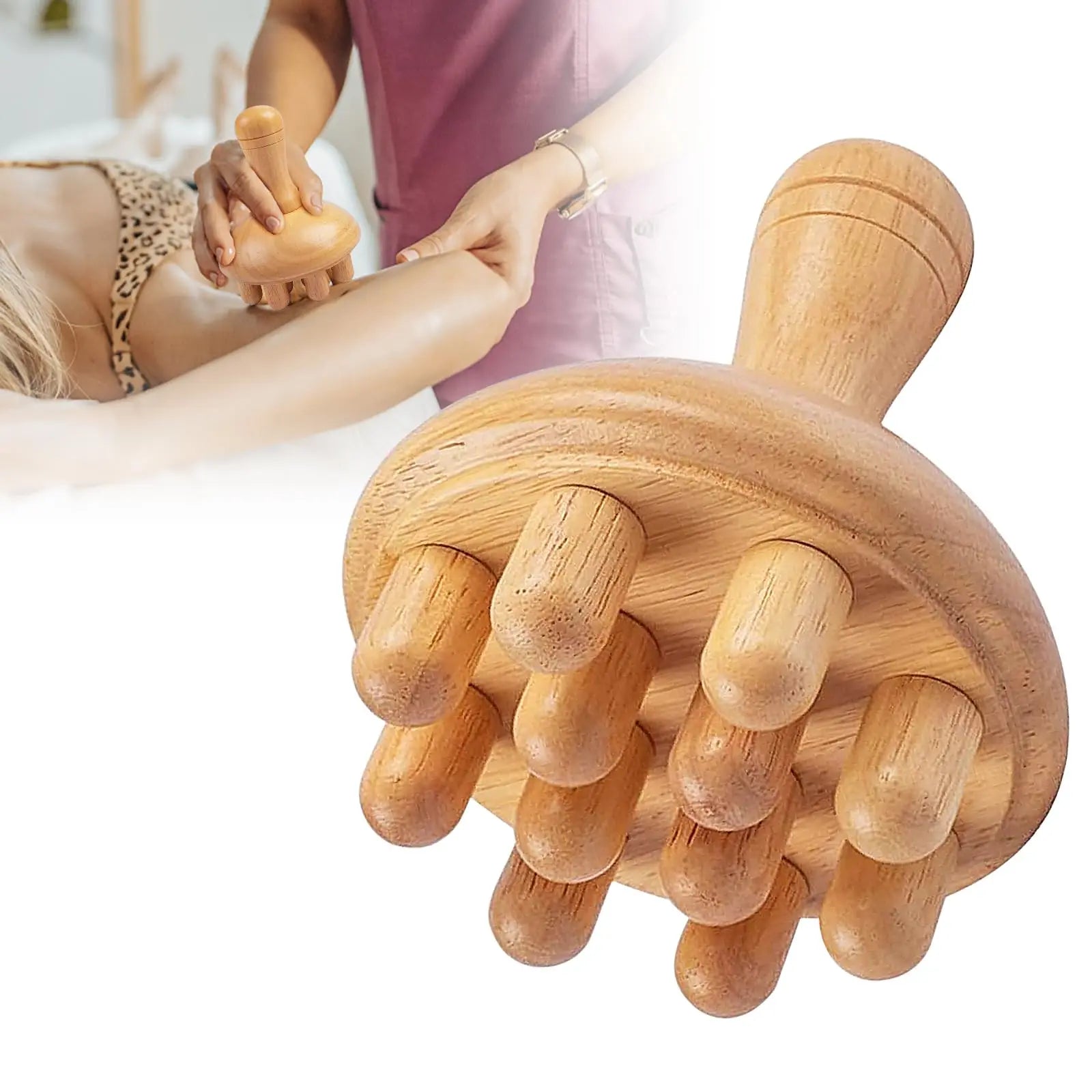Zennify Wooden Mushroom Massager Tool for Muscle Relief by Haraps.com