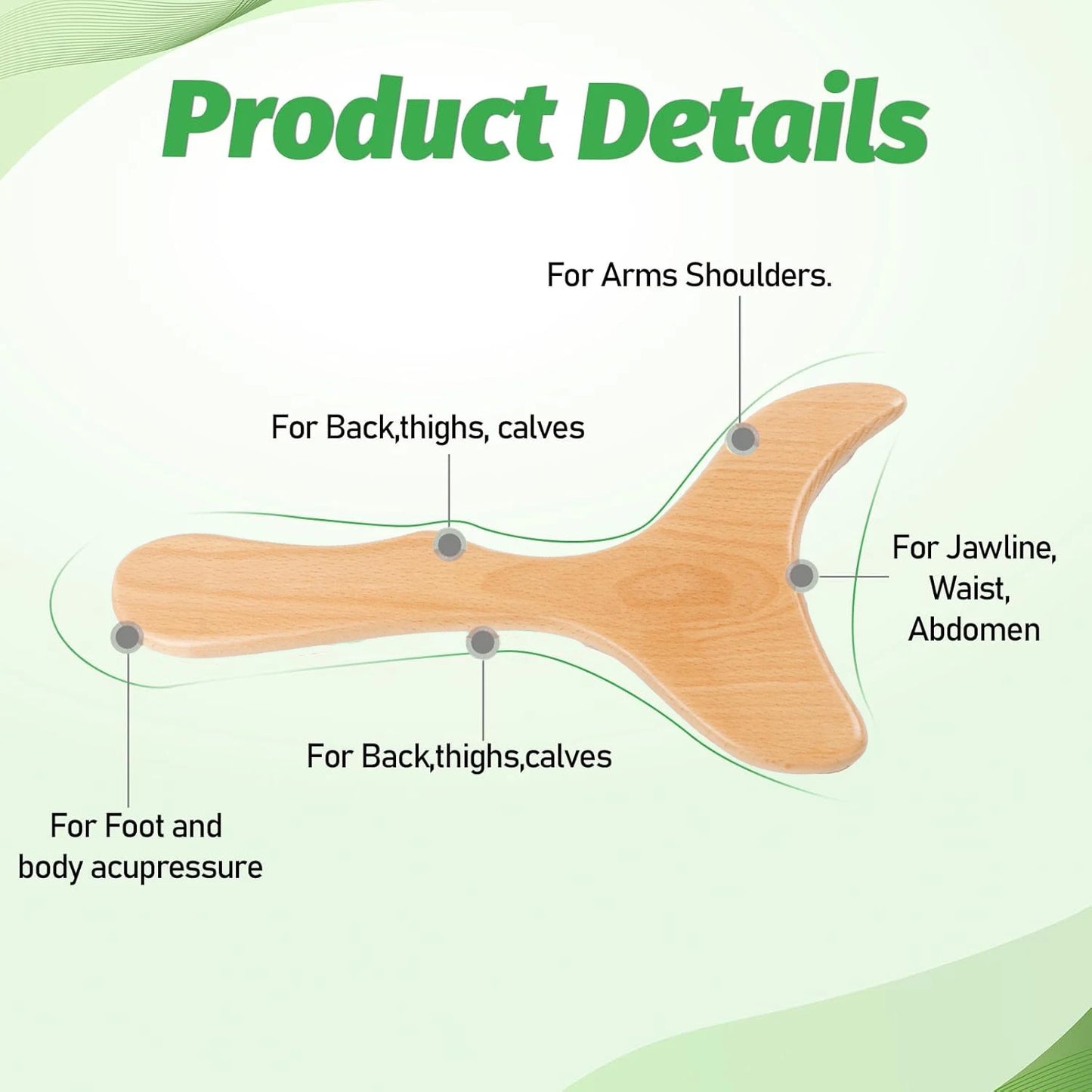 Wooden Gua Sha Massage Tool Natural Back Massager by Haraps.com