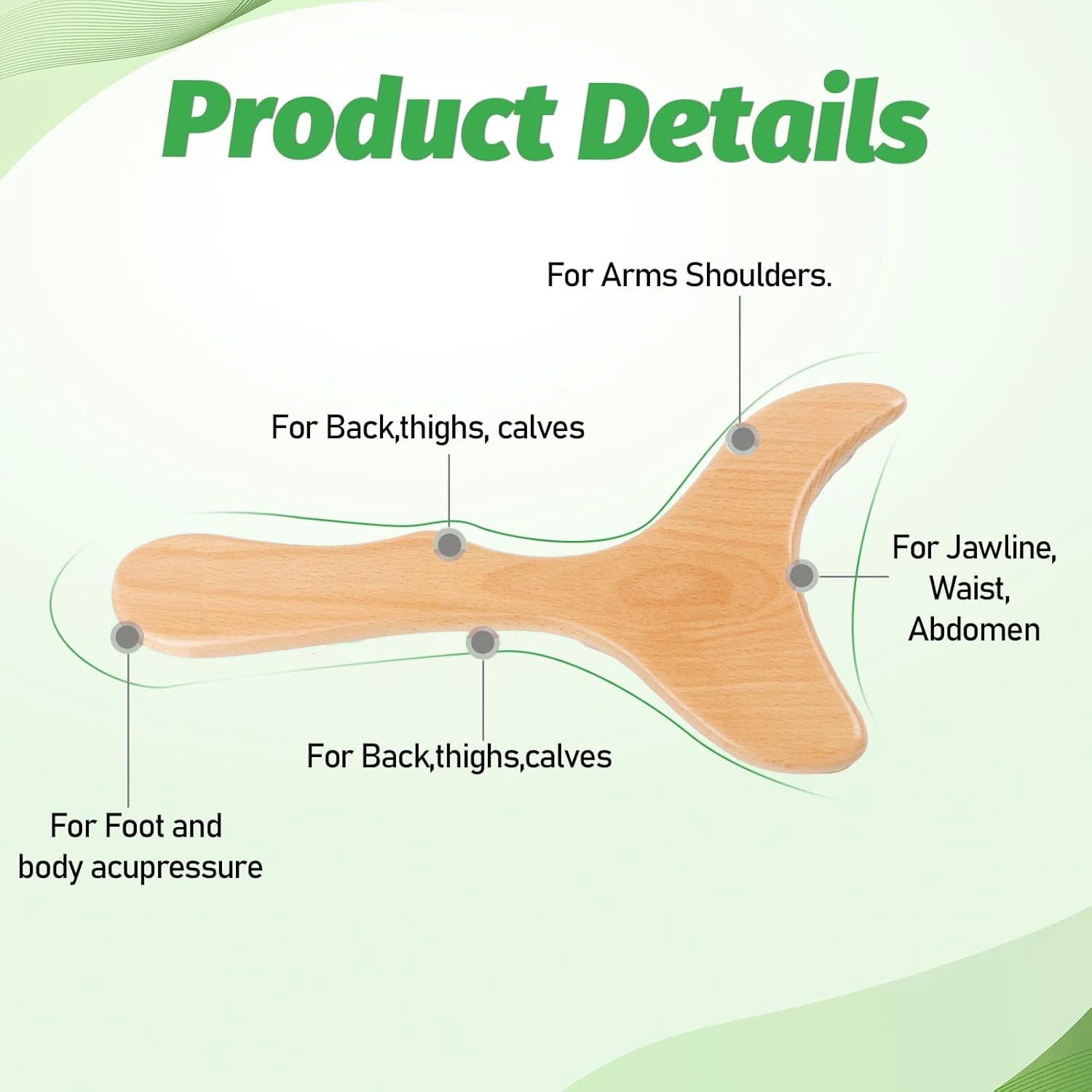 Wooden Gua Sha Massage Tool Natural Back Massager by Haraps.com