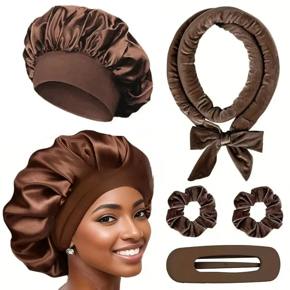 Heatless Hair Curler Set with Optional Bonnet