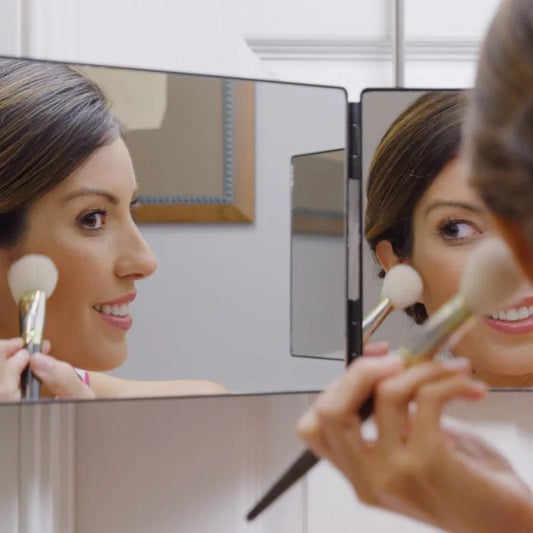 Tri-Fold LED Mirror – 3-Way Adjustable Mirror for Self Haircuts & Makeup Application
