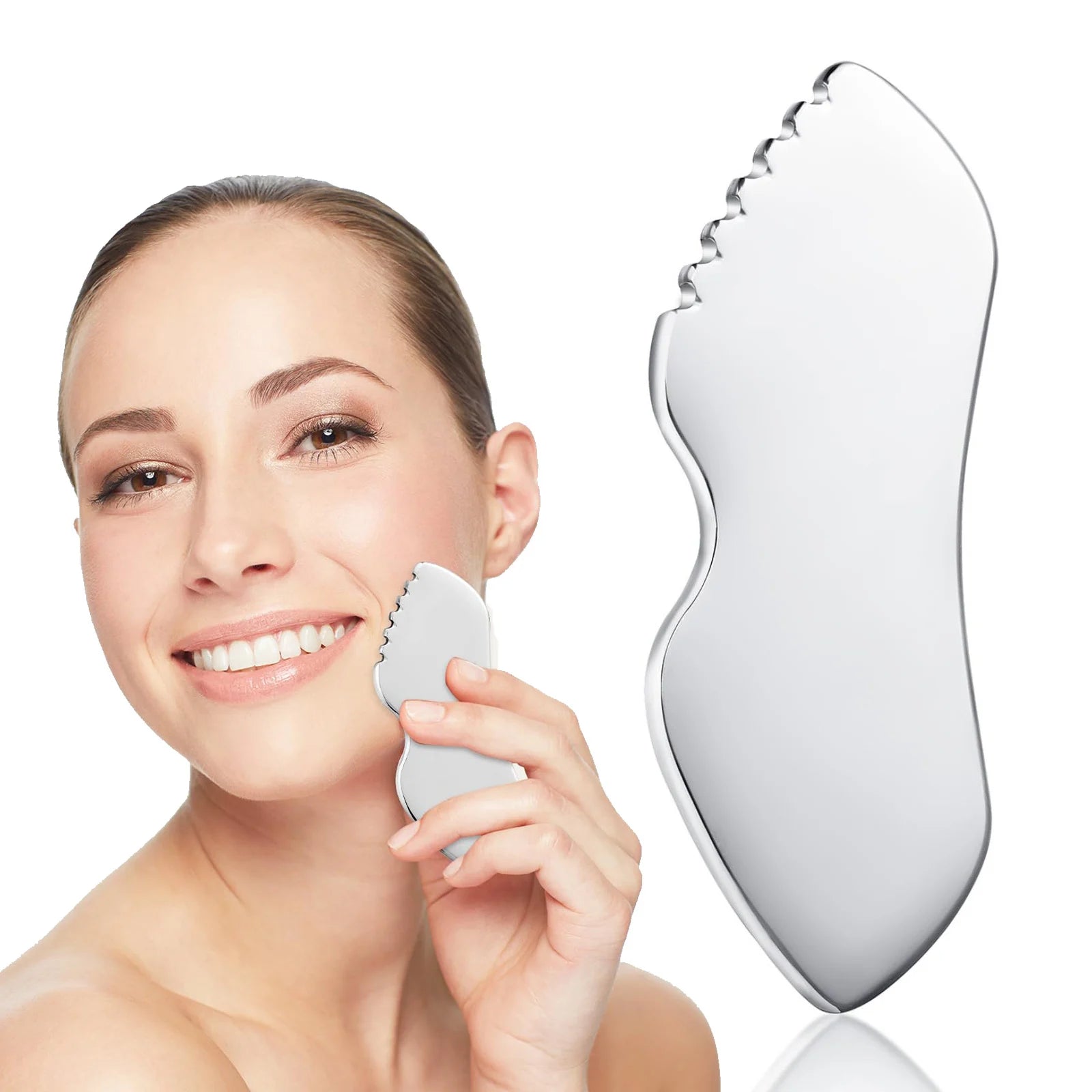 Aesha Stainless Steel Gua Sha Face Sculpting Tool by Haraps.com