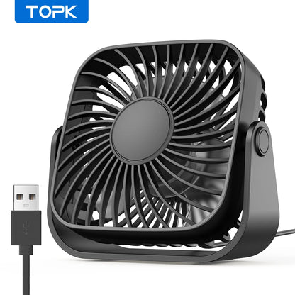 USB Mini Portable Fan For Camping And Home 3 Speed Quiet Desk Personal 360 Degree Adjustable