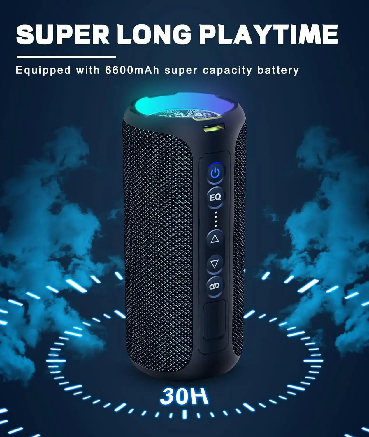 Ortizan Bluetooth Speakers 40W Enhanced Bass Portable Outdoor Wireless Speaker 30Hrs IP7 Waterproof Shower Speaker Bluetooth 5.3 by Haraps.com