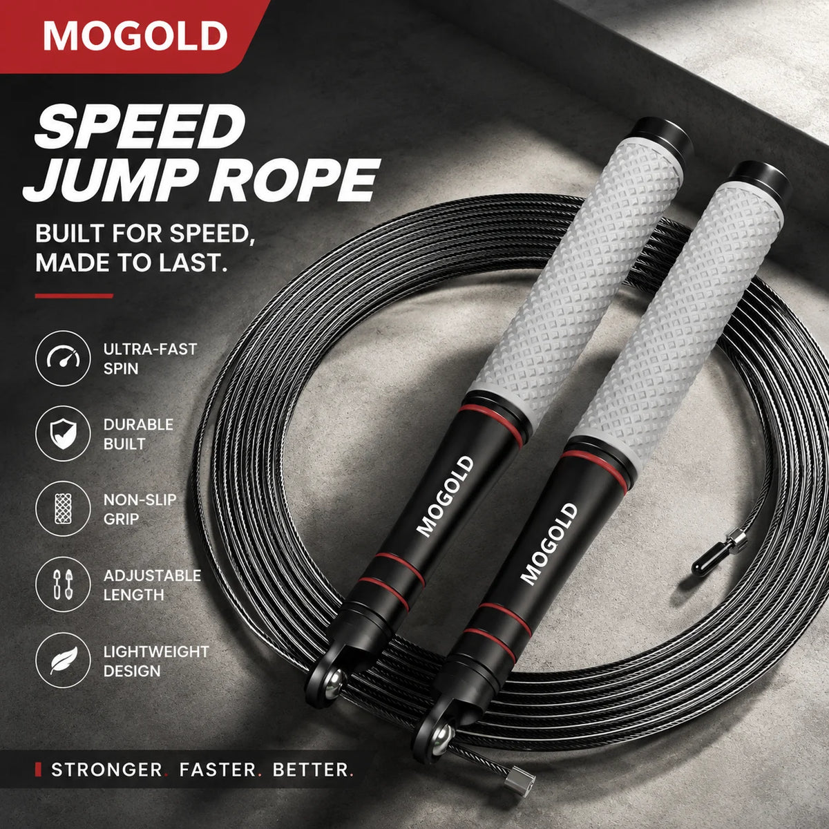 Speed Jump Rope, Heavy-Duty Adjustable Rope, Lightweight Design, Smooth Ball Bearing Rotation, Suitable for CrossFit Training by Haraps.com