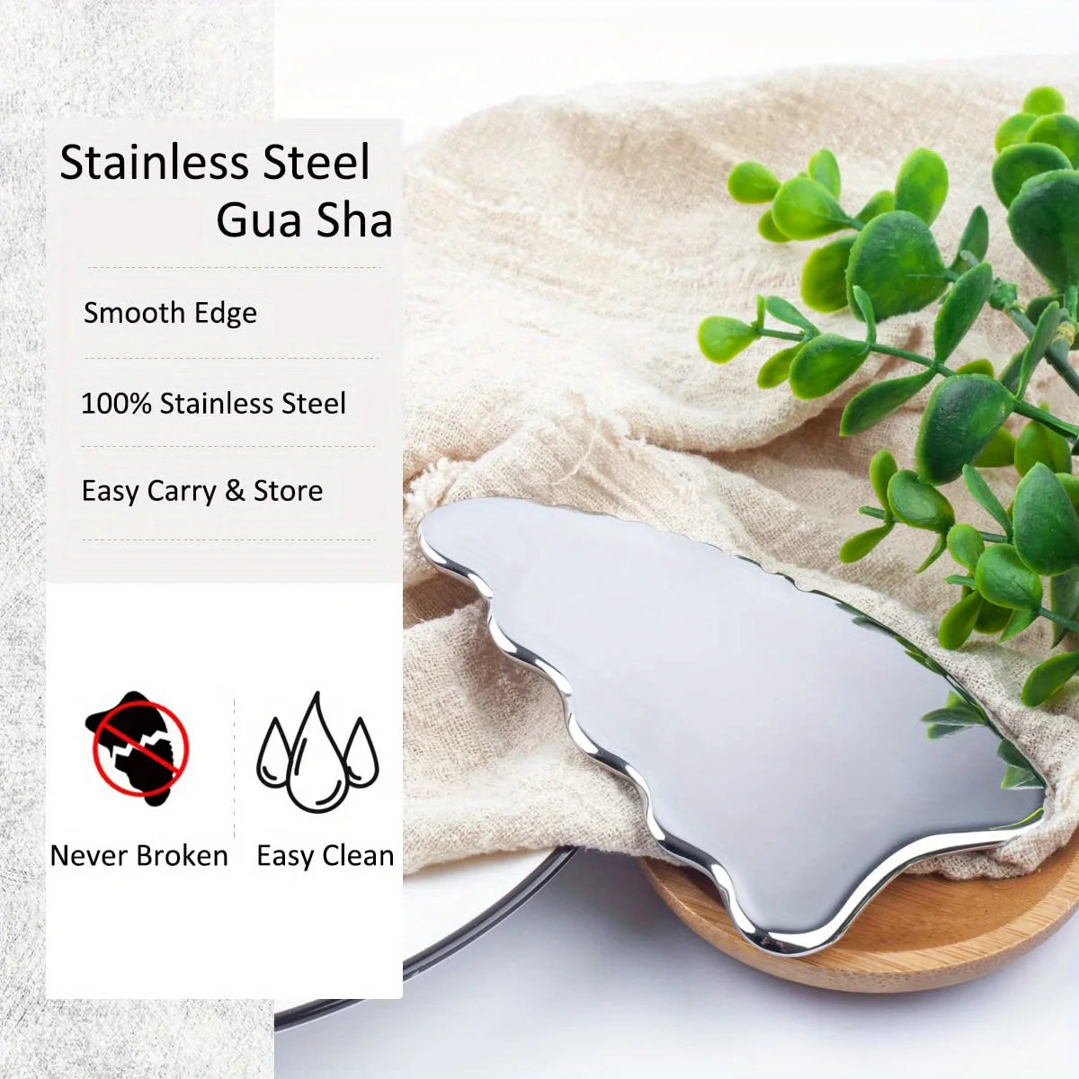 LuxGua Stainless Steel Facial Gua Sha Board by Haraps.com