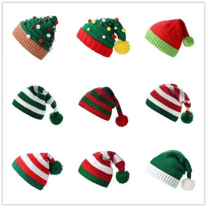 Knitted Wool Christmas Hat with Pom-Pom