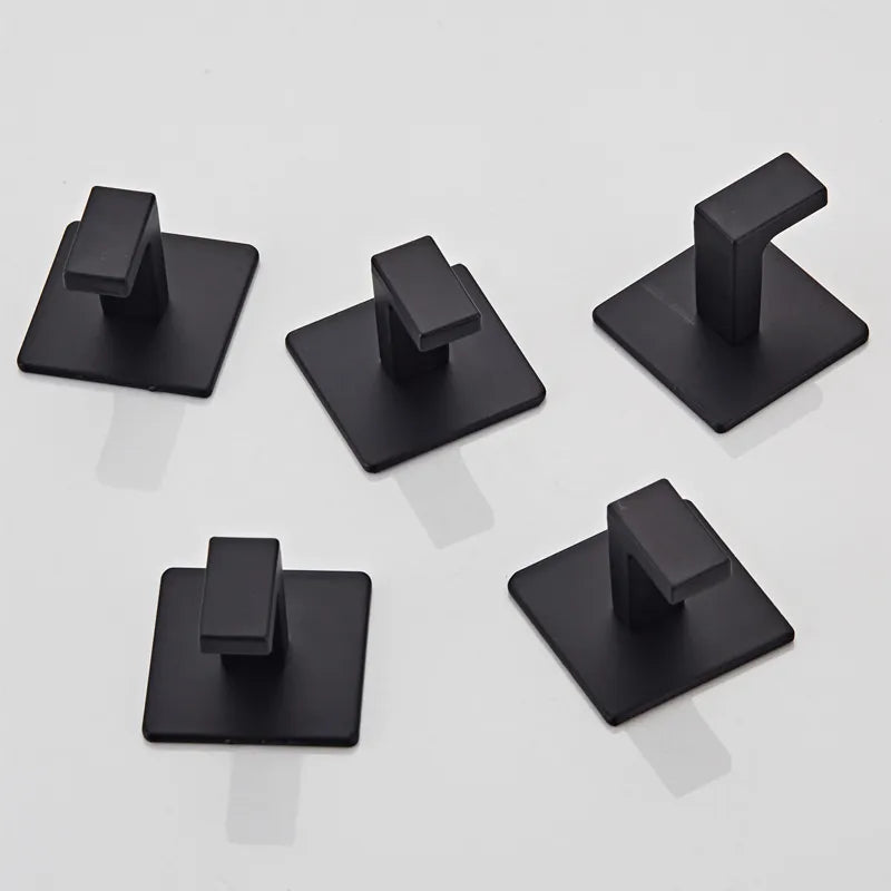 Stylish Black Self-Adhesive Wall Hooks