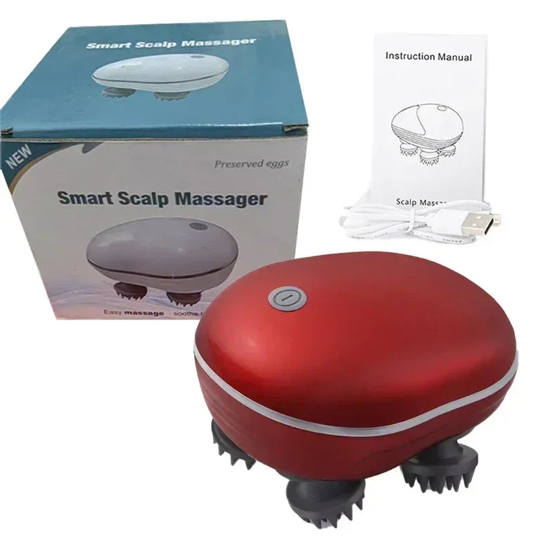 Electric Scalp & Head Massager with Red Light Therapy – Anti-Stress Relaxation Tool
