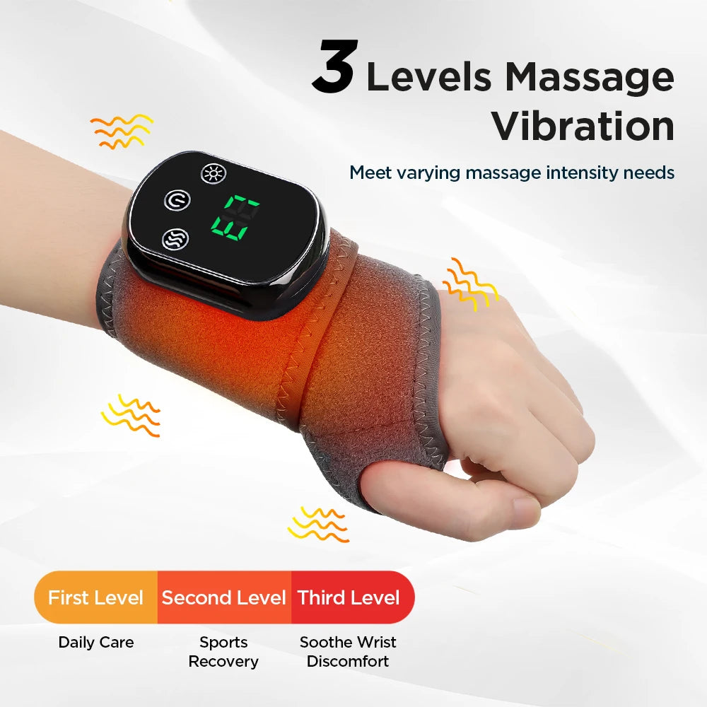 Electric Heating Wrist Guard Vibration Massage Hot Compress Wrist Brace Ankle Wrap Hand Foot Protector Rechargeable Wristband by Haraps.com