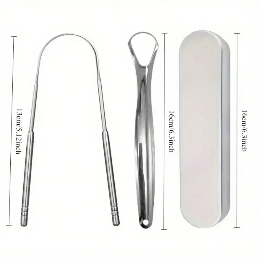 Stainless Steel Tongue Scraper Set with Storage Box