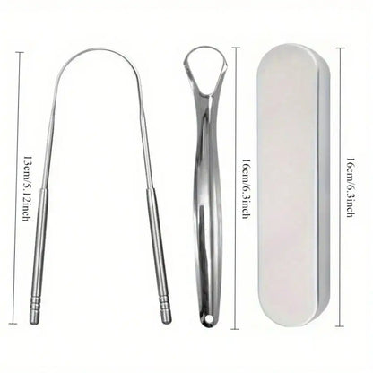 Stainless Steel Tongue Scraper Set with Storage Box