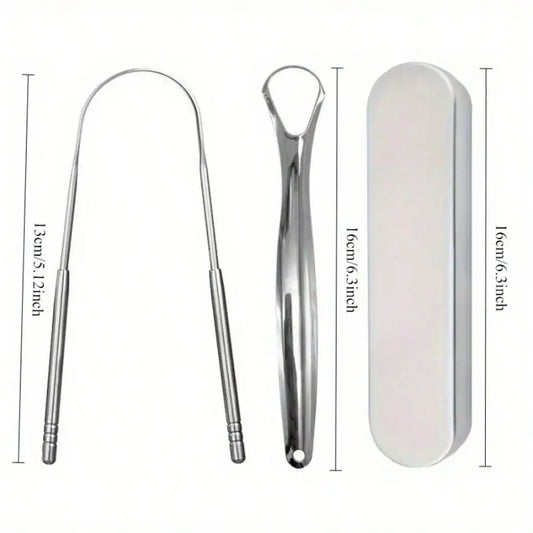 Stainless Steel Tongue Scraper Set with Storage Box