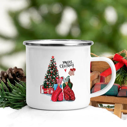 Christmas Enamel Mug with Festive Print
