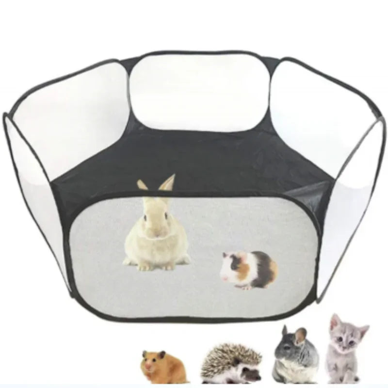 Transparent Portable Pet Cage Tent – Foldable Playpen for Small Pets