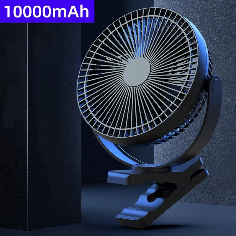 Portable USB Rechargeable Fan 10000mAh Battery With 4 Speeds For Home Office Outdoor Use